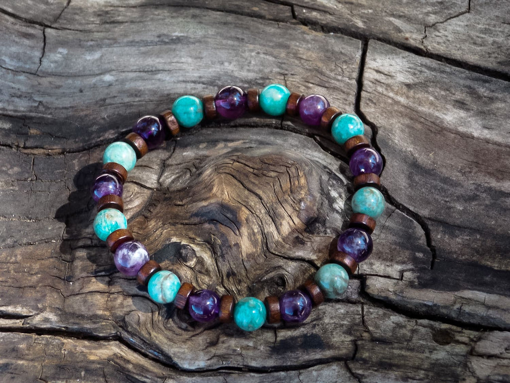 AÏDA Bracelet Femme Jaspe Vert Améthyste Chakra Cœur - Vue complète 2