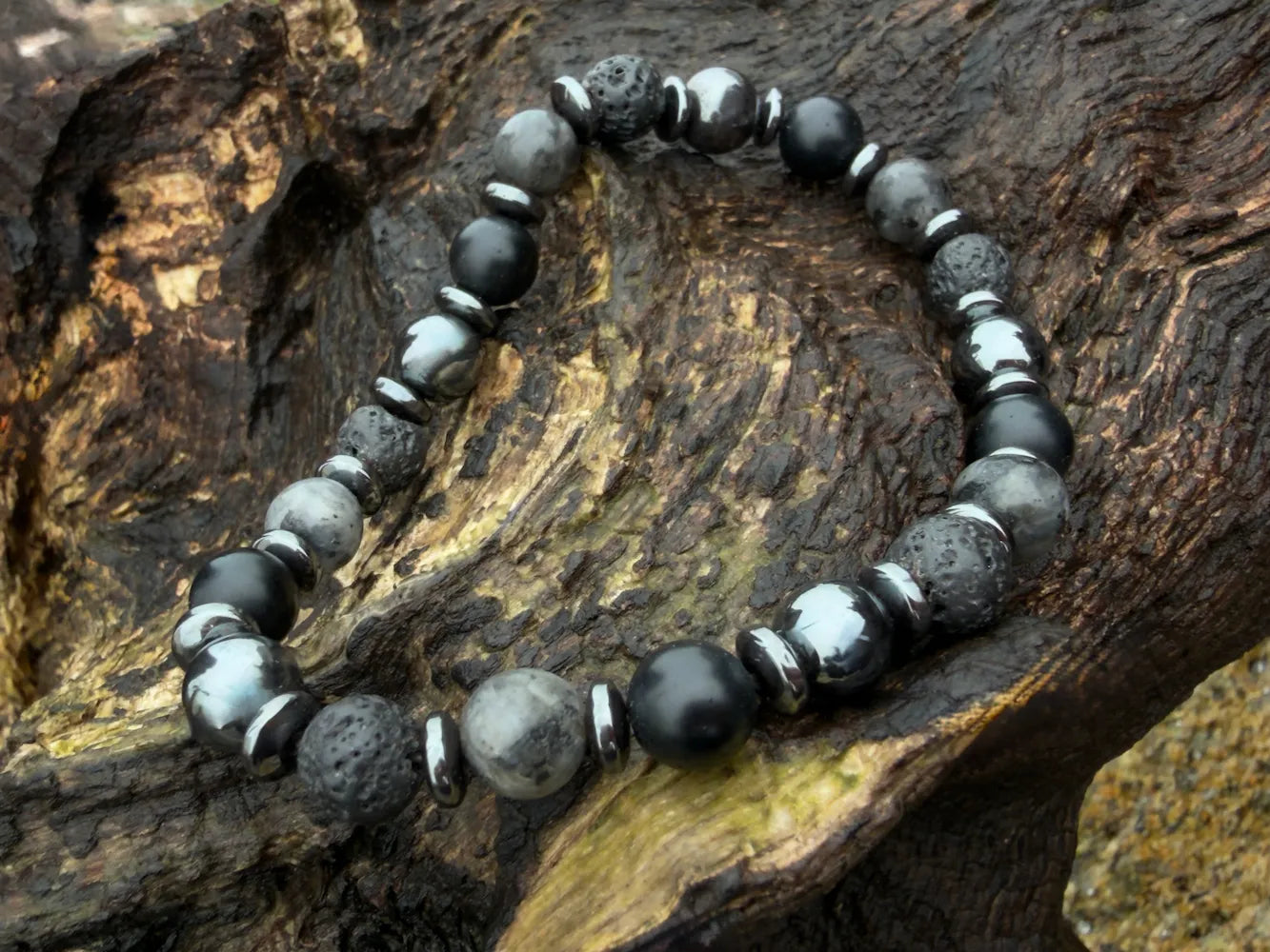 ARIZONA bracelet homme lithothérapie Shungite Hématite force courage