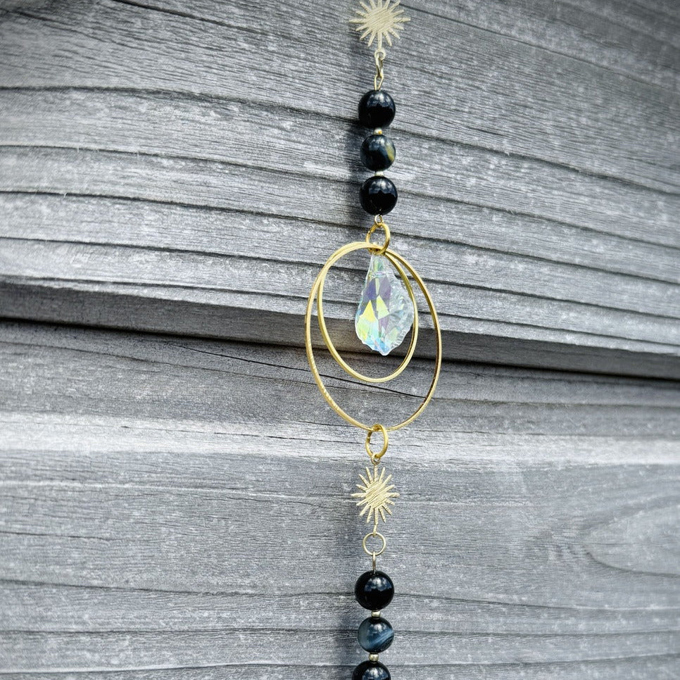 BASTET attrape-soleil fenêtre décoration feng shui obsidienne œil de faucon Protection
