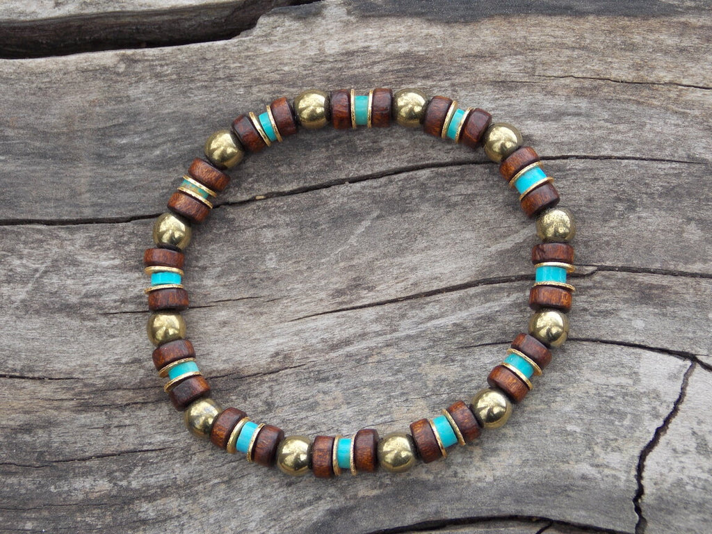 Bracelet BOUN Homme Femme  Pierres 8mm Turquoise Hématite - Expression Authenticité Ancrage Fait Main France
