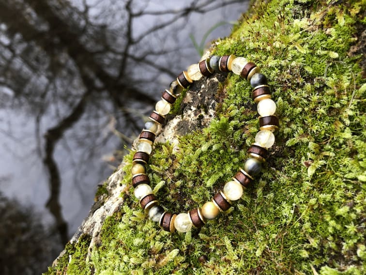 Bracelet femme CHIARA citrine œil de tigre laiton chakra plexus solaire confiance protection
