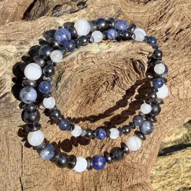 Coffret DUO LOHAN Parent Enfant bracelets Sodalite Calcédoine Hématite - Sahana Spirit
