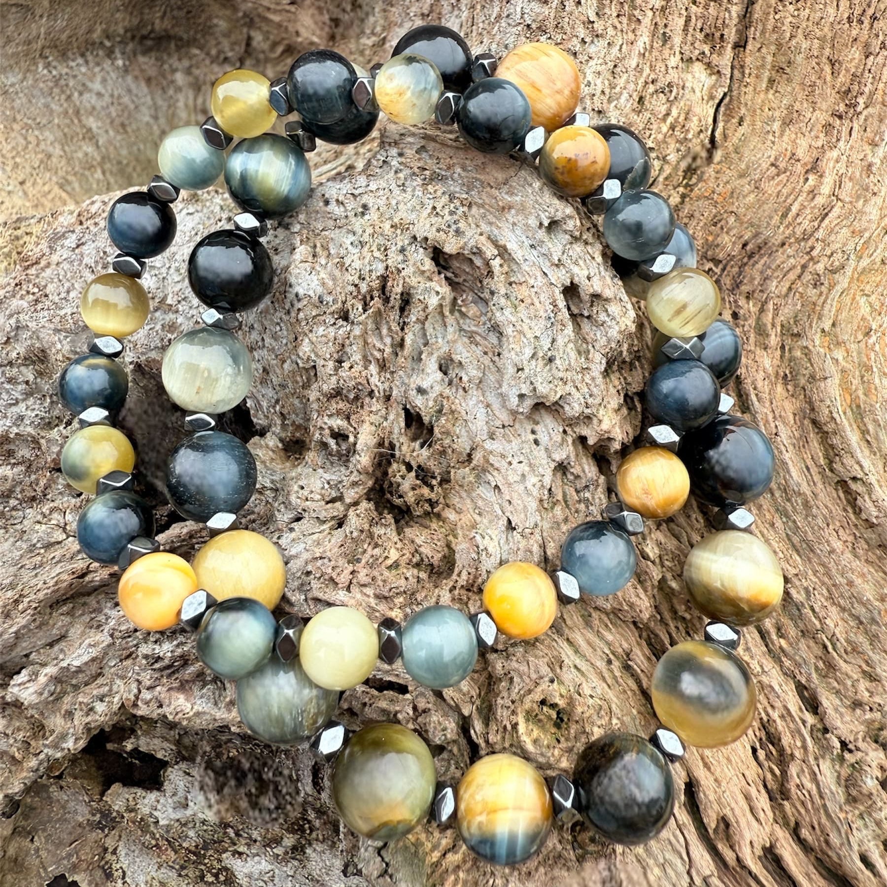 ISADORA Bracelet Femme - Vue rapprochée pierres semi-précieuses chakra plexus solaire duo
