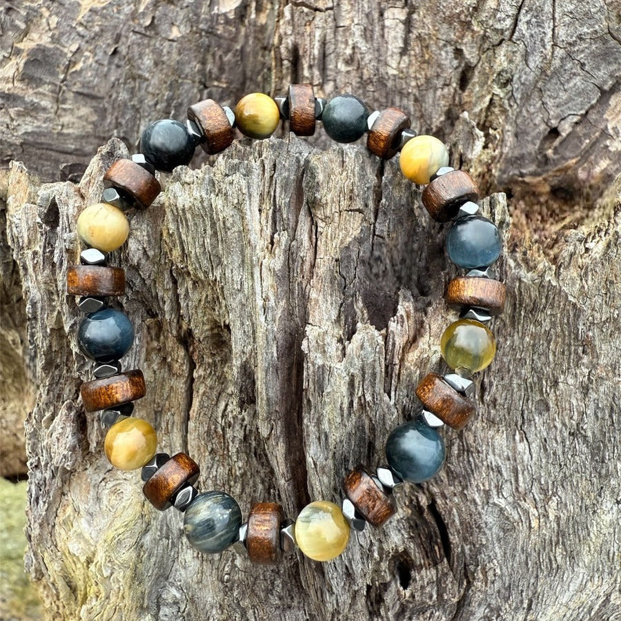 Bracelet Enfant Henri Oeil de tigre Oeil de faucon Chakra plexus solaire Confiance Protection Pierres naturelles