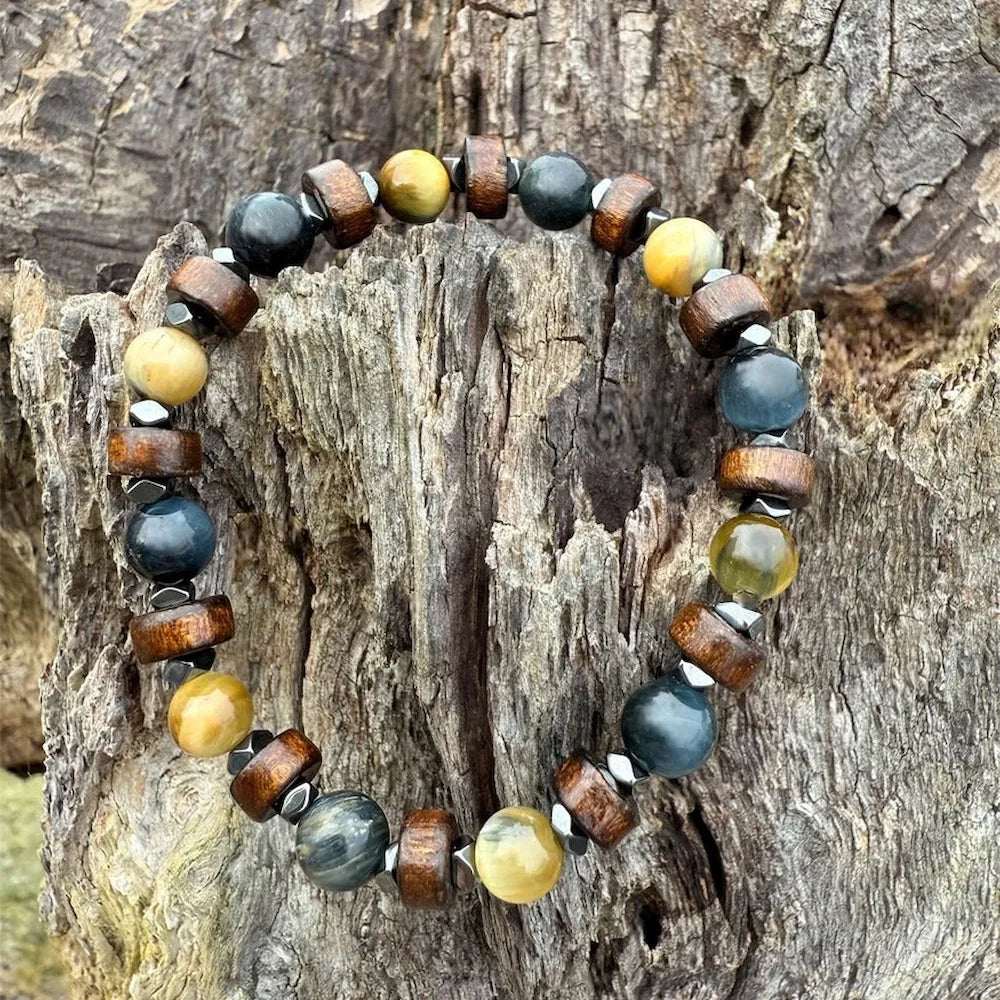 Bracelet Enfant Henri Oeil de tigre Oeil de faucon Chakra plexus solaire Confiance Protection Pierres naturelles