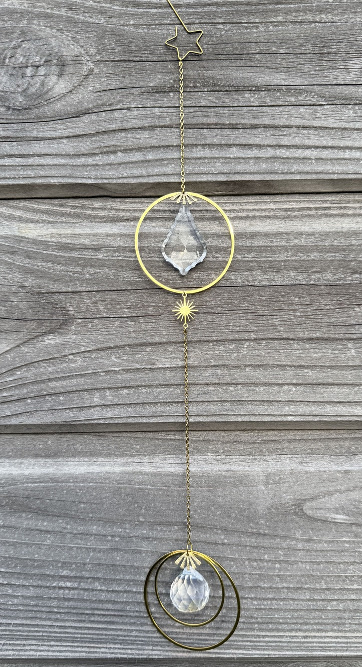 IVAN Attrape-Soleil Cristal Cercles Dorés Géométrie Sacrée 30cm Artisanal
