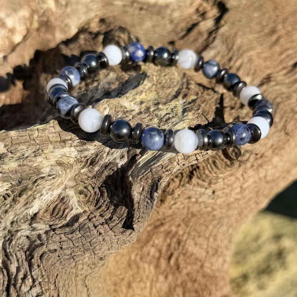 Bracelet Homme LOHAN en Sodalite, Calcédoine et Hématite - harmonie, communication