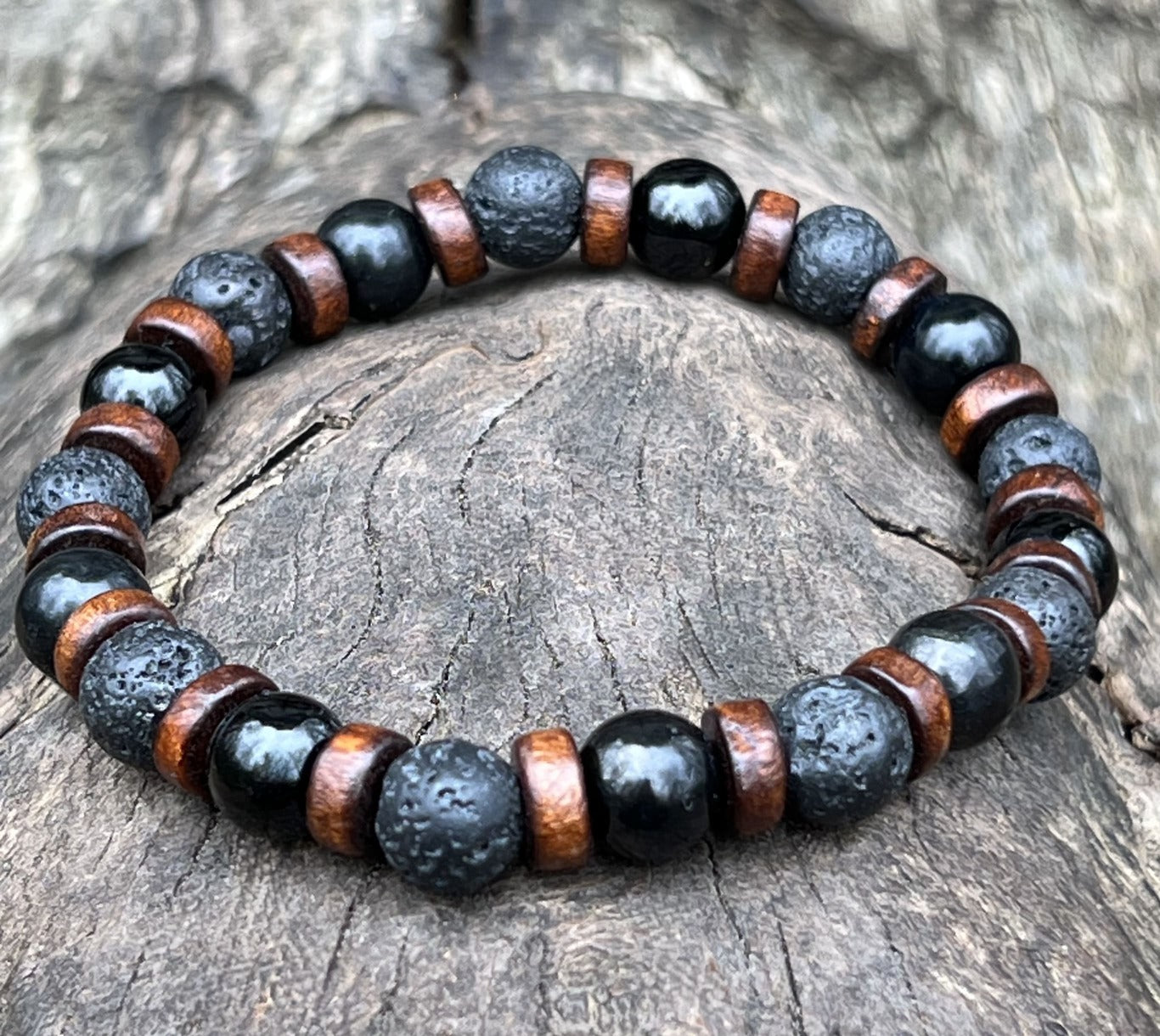 MARLON Bracelet Homme - Vue rapprochée pierres naturelles lithothérapie artisanal français
