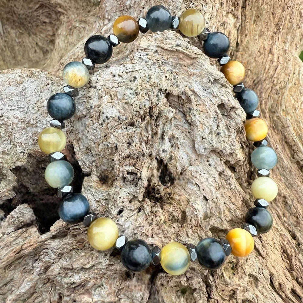ISADORA Bracelet Enfant Œil de Tigre Œil de Faucon Hématite - courage confiance en soi