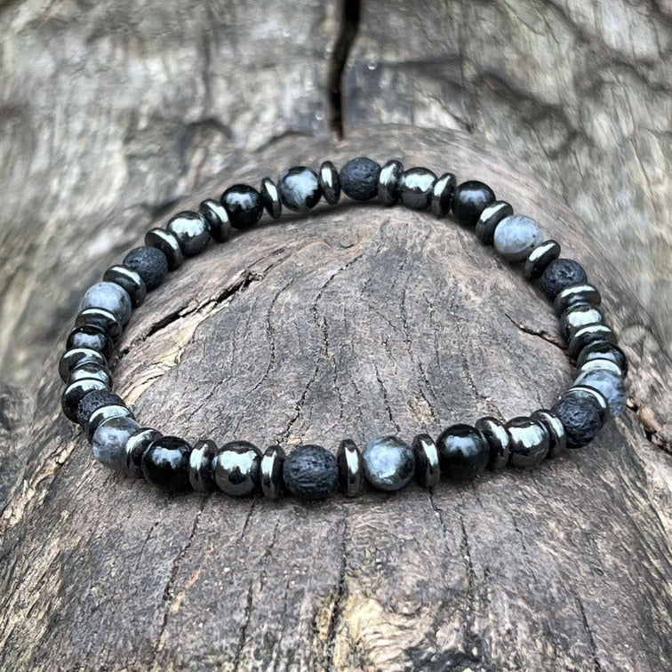 Bracelet Protection Enfant ROBIN - Pierres Naturelles Hématite Labradorite Tourmaline Sécurité Émotionnelle

