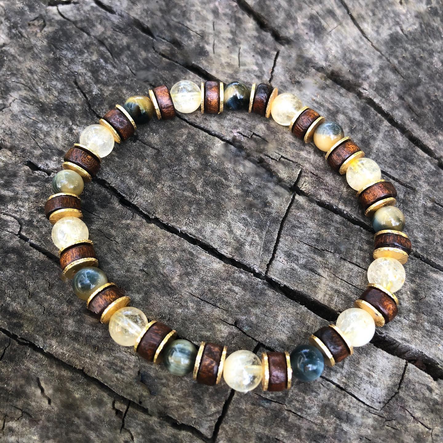 CHIARA - Bracelet Femme en Citrine, Œil de Tigre et Hématite - Vue complète détail des pierres